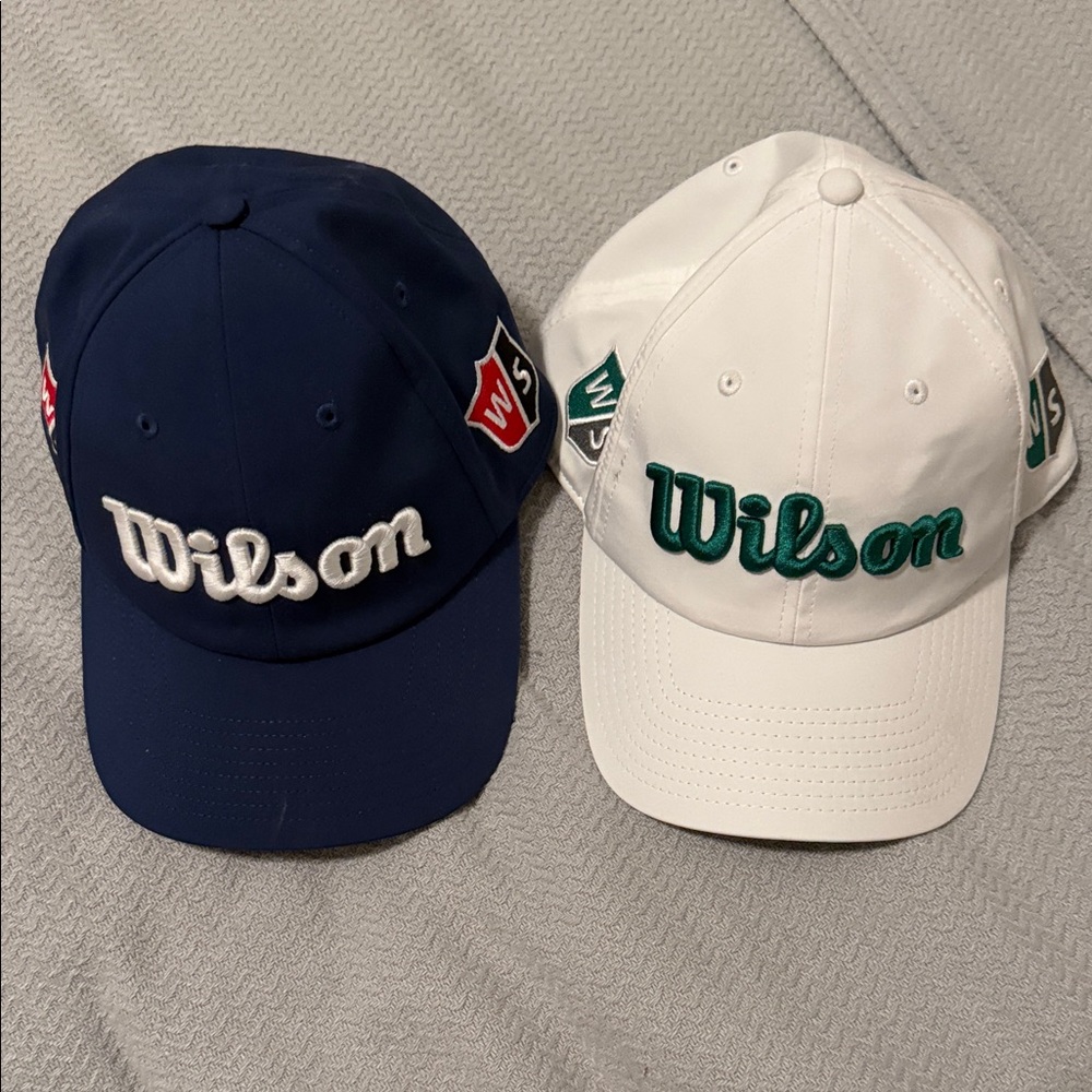 Wilson Script Logo Caps - Navy & White with Green Accent